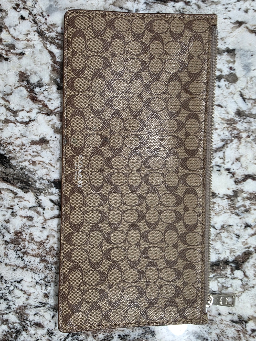 Coach Signature Zip Wallet in Brown